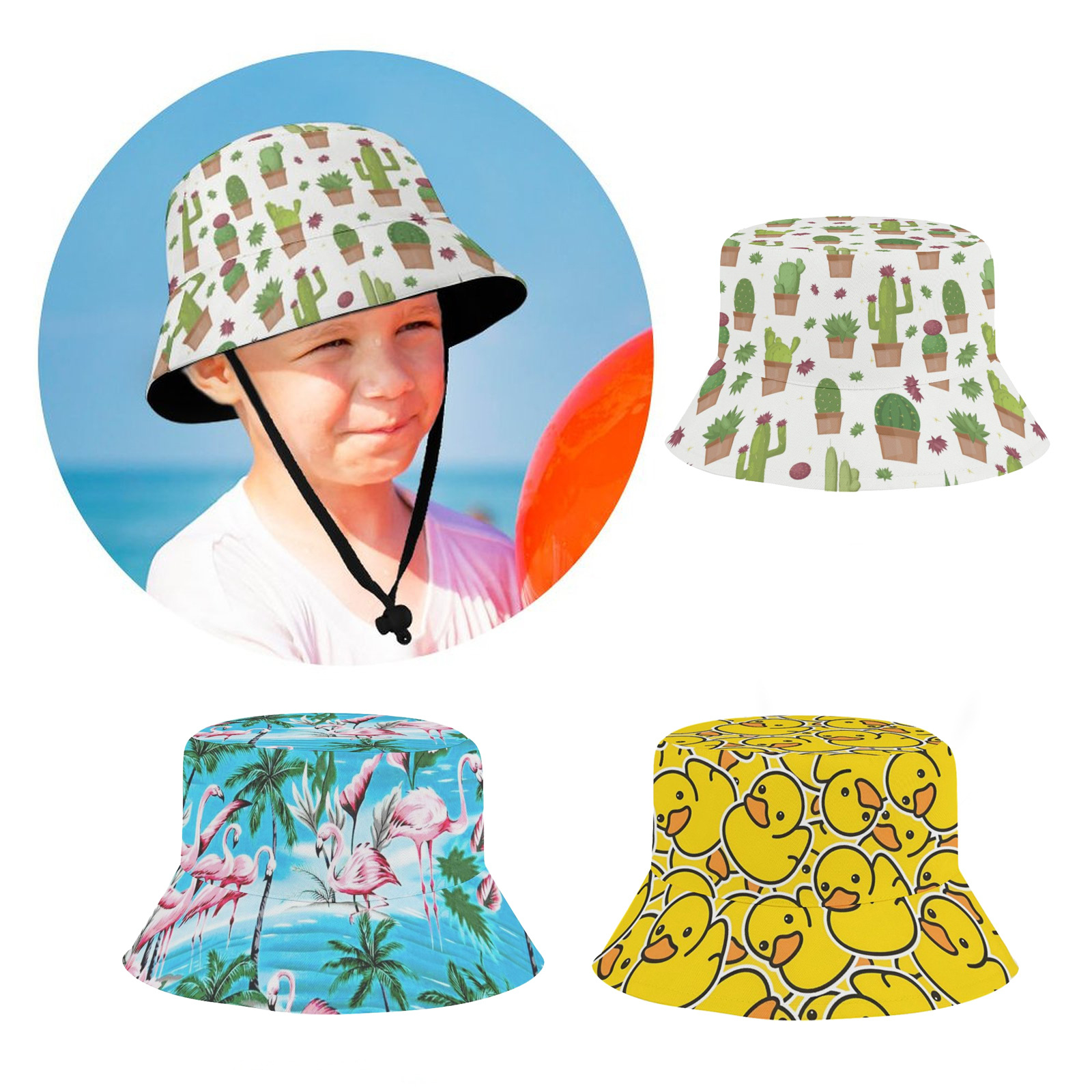 POD Kids Cartoon Fisherman Hat